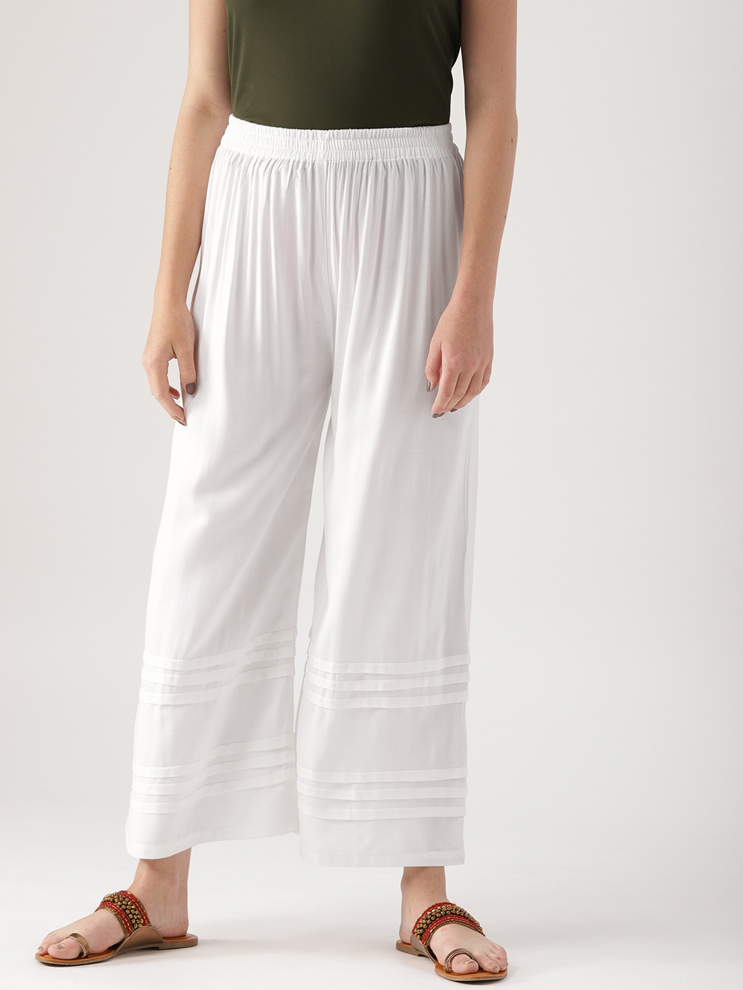 

Libas Women White Wide Leg Solid Palazzos