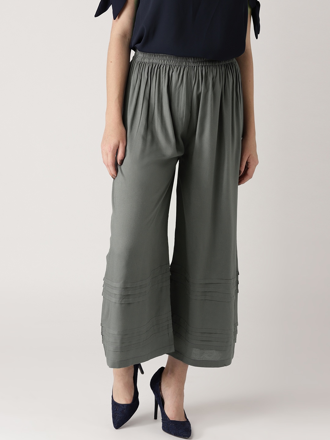 

Libas Women Grey Wide Leg Solid Palazzos