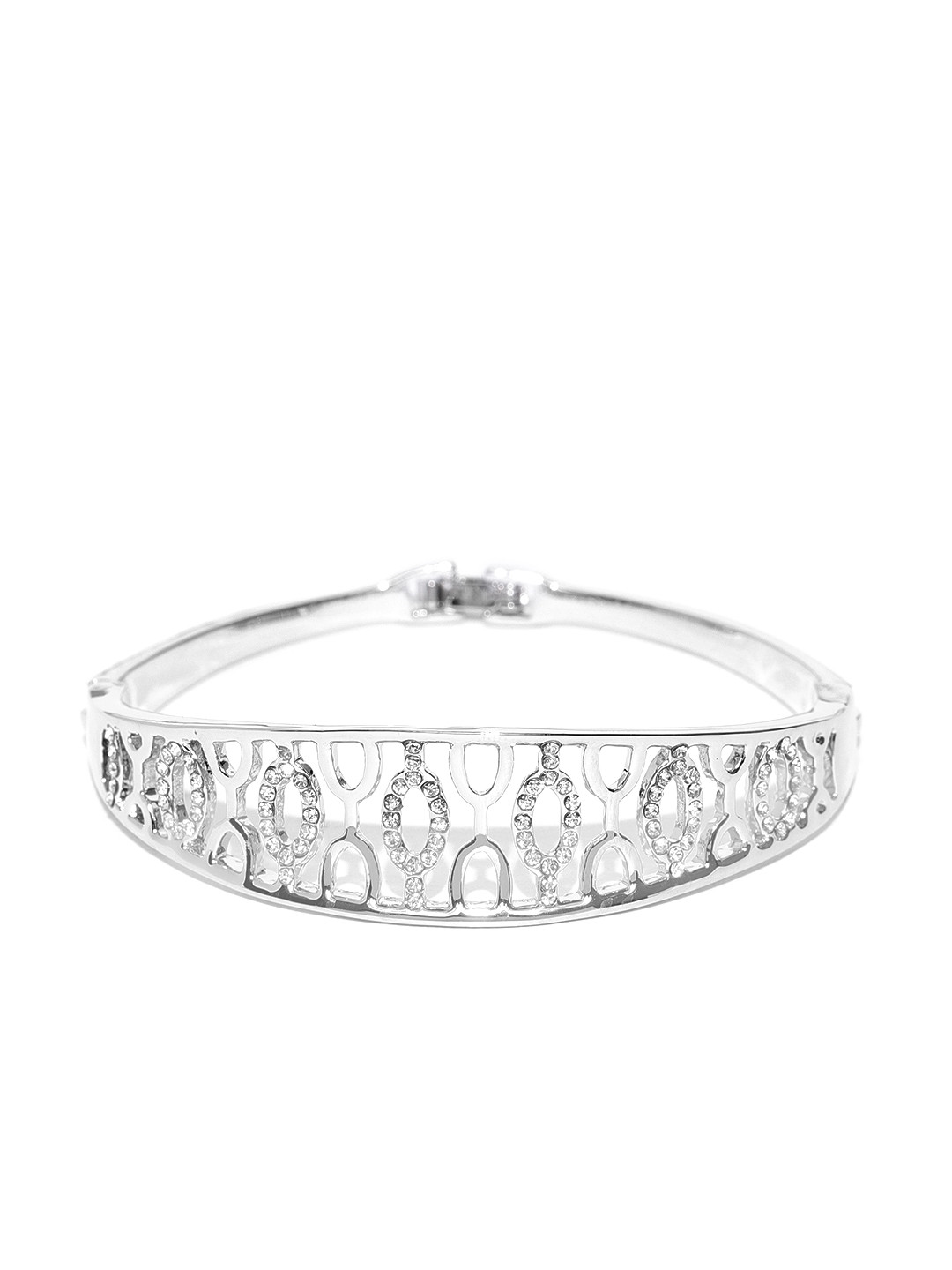 

Jewels Galaxy Silver-Plated Handcrafted Bangle-Style Bracelet