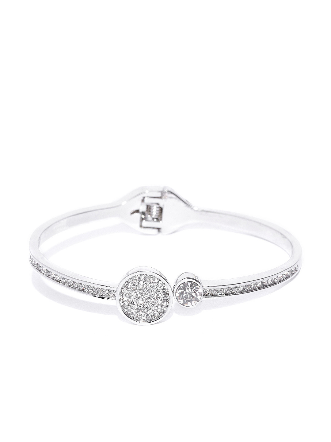

Jewels Galaxy Silver-Plated Stone-Studded Handcrafted Cuff Bracelet