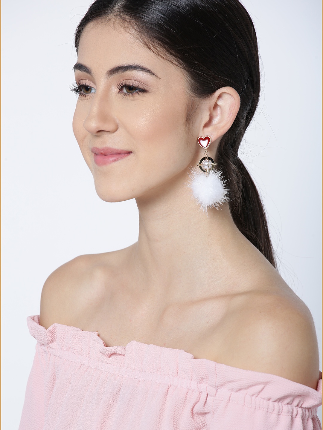 

Jewels Galaxy White Gold-Plated Enamelled Contemporary Drop Earrings