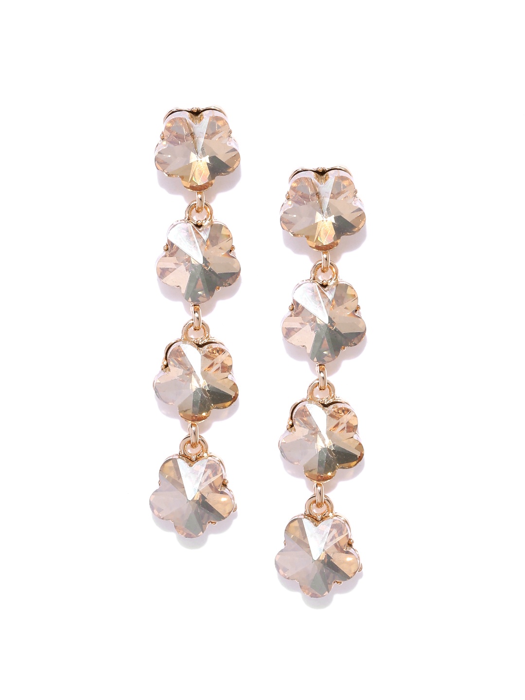 

Jewels Galaxy Gold-Plated Stone-Studded Floral Drop Earrings