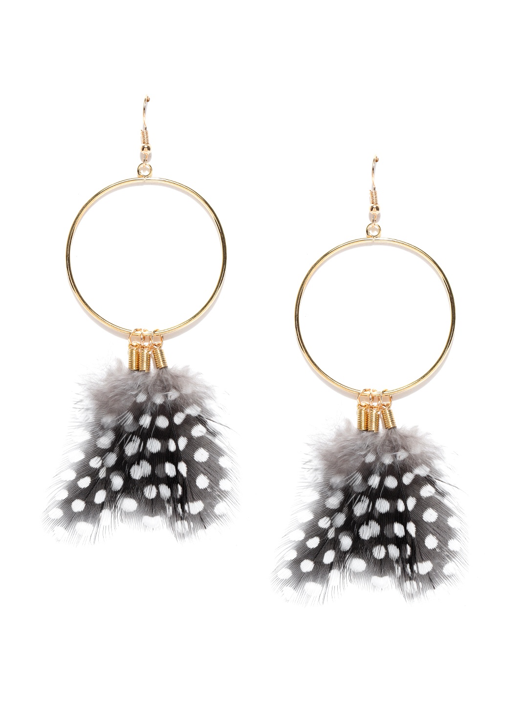 

Jewels Galaxy Black & White Gold-Plated Circular Drop Earrings