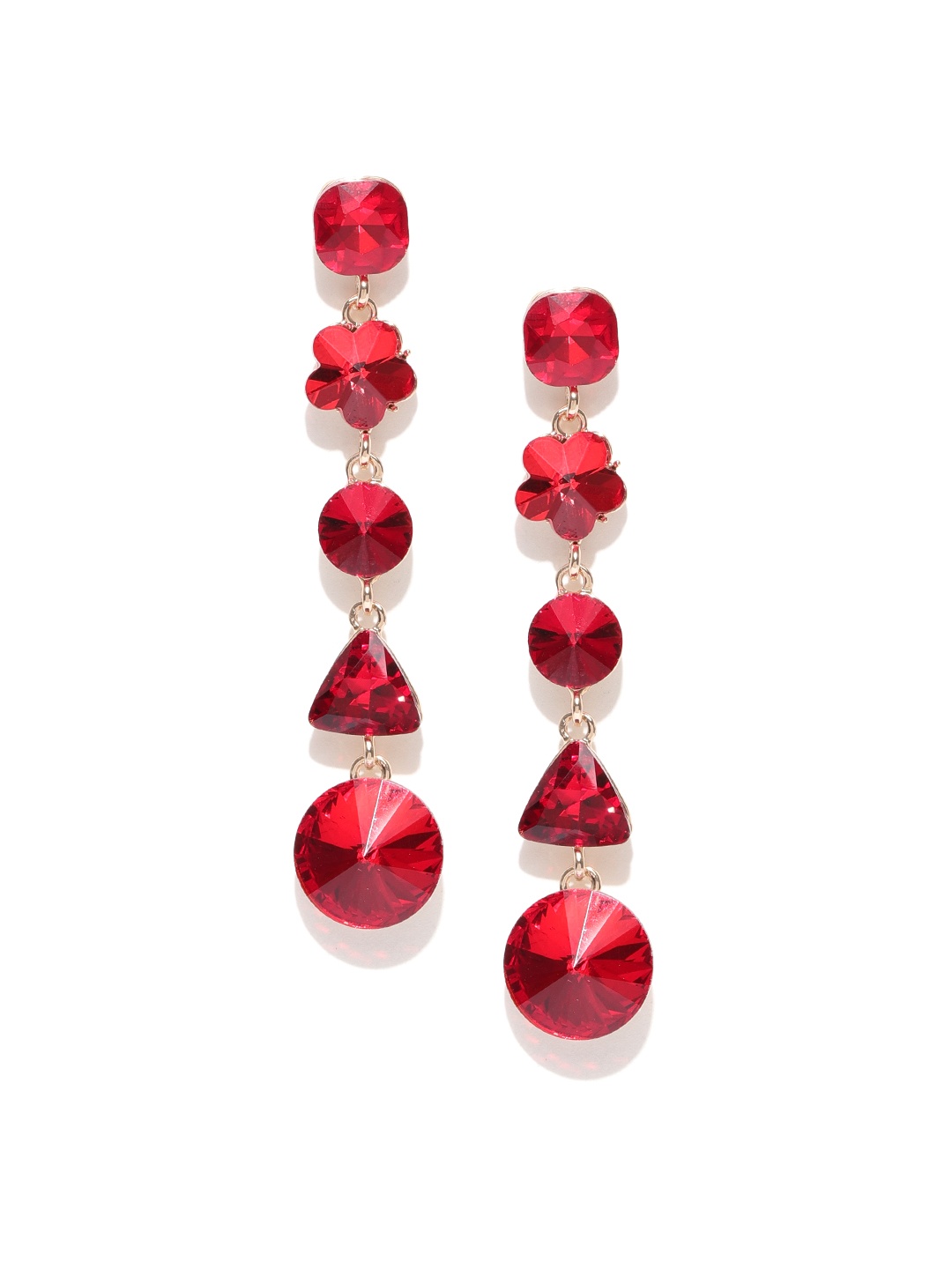 

Jewels Galaxy Red Gold-Plated Geometric Drop Earrings