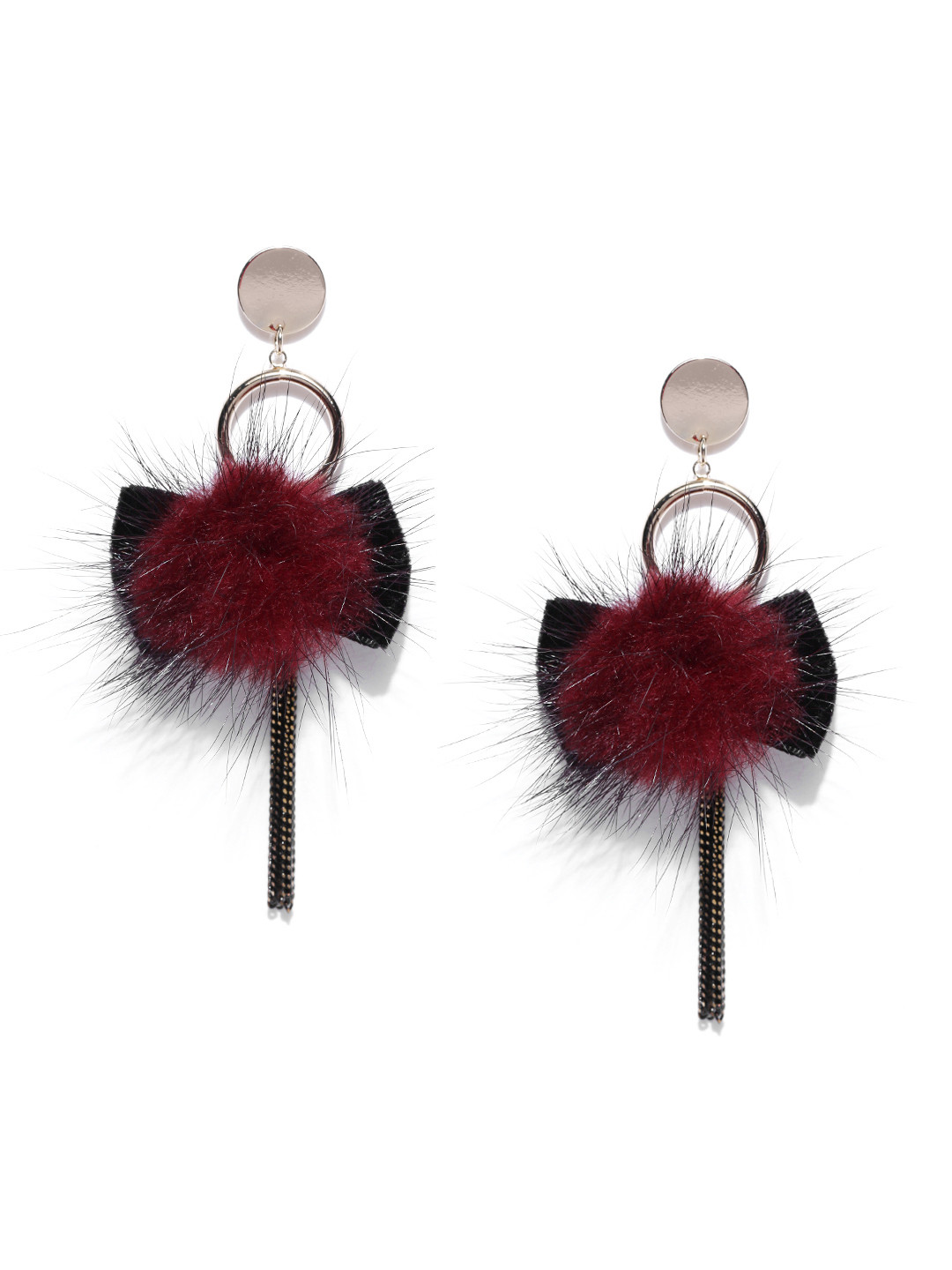 

Jewels Galaxy Maroon & Black Gold-Plated Contemporary Drop Earrings