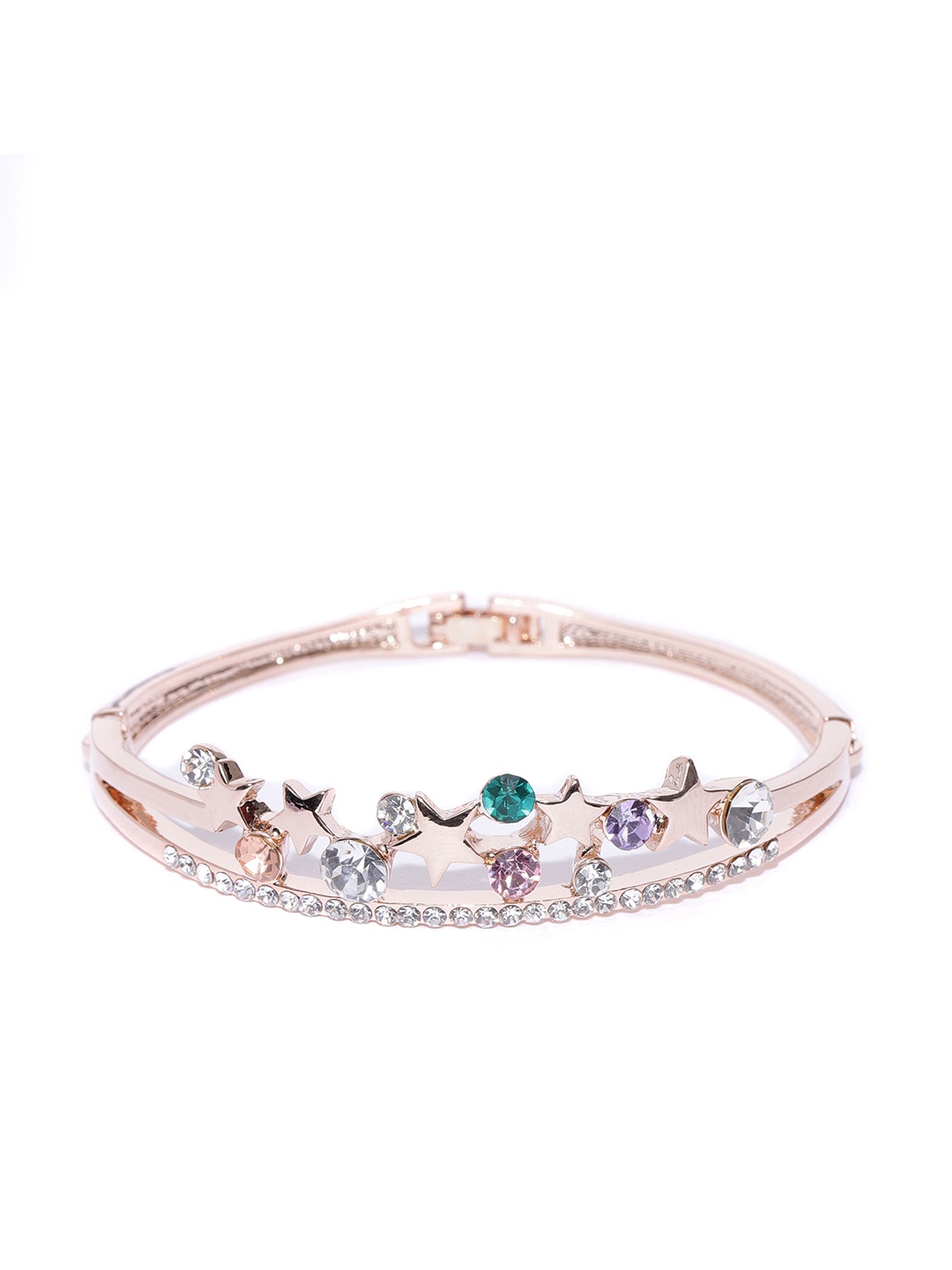 

Jewels Galaxy Rose Gold-Plated Handcrafted Bangle-Style Bracelet