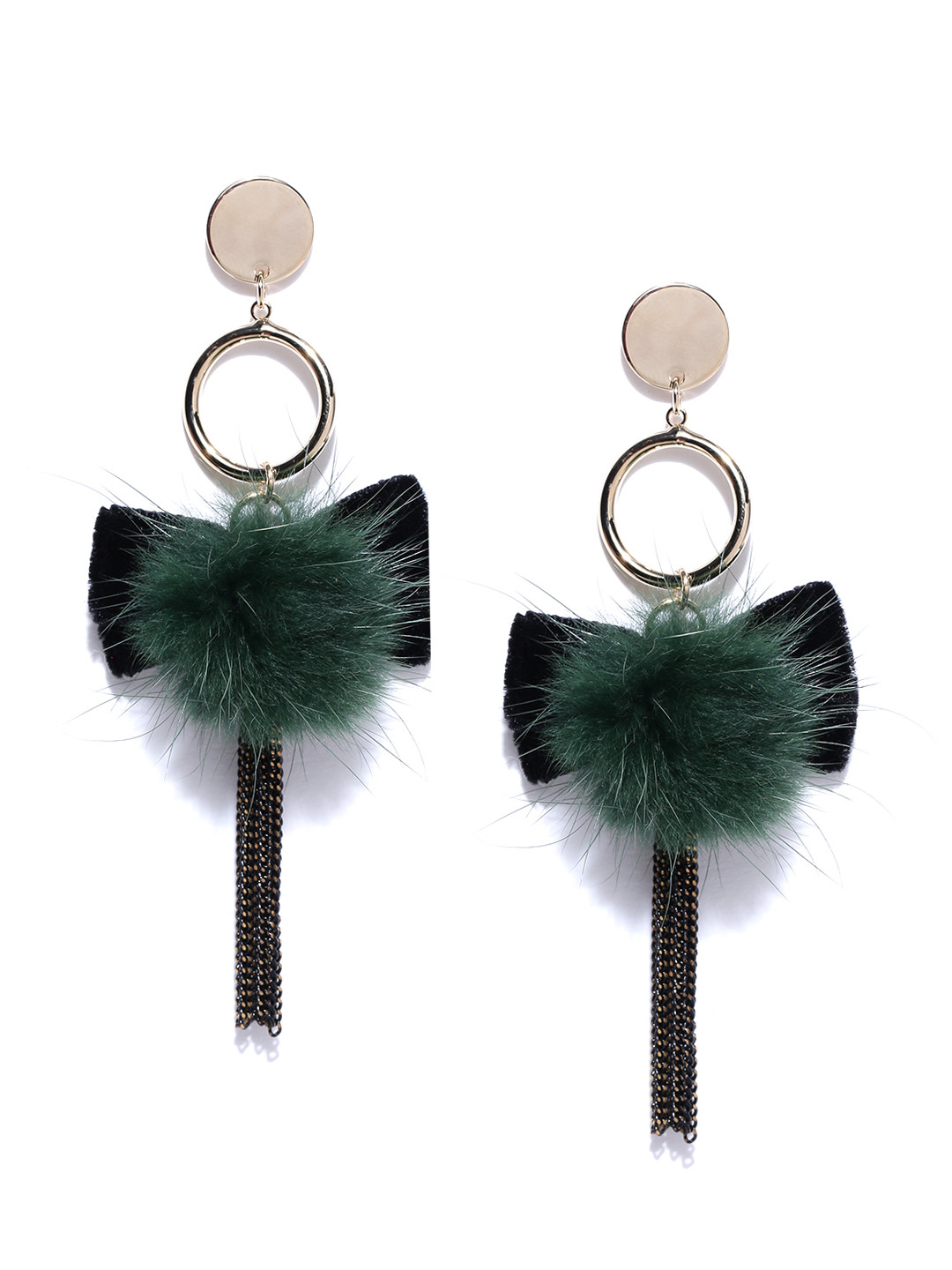 

Jewels Galaxy Green & Black Gold-Plated Contemporary Drop Earrings