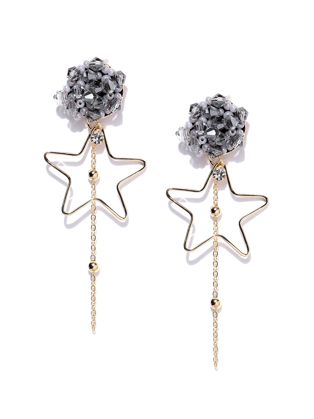 

Jewels Galaxy Grey Gold-Plated Contemporary Drop Earrings