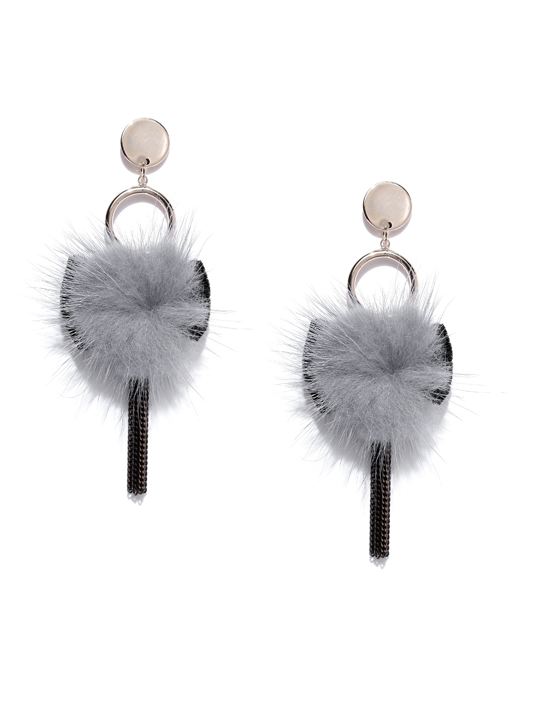 

Jewels Galaxy Grey & Black Gold-Plated Contemporary Drop Earrings
