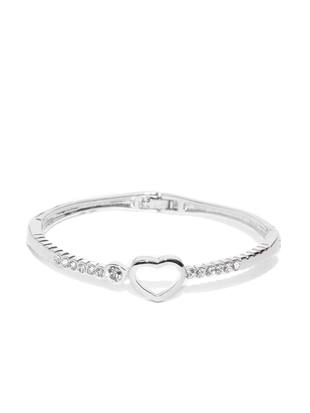 

Jewels Galaxy Silver-Plated Stone-Studded Handcrafted Cuff Bracelet