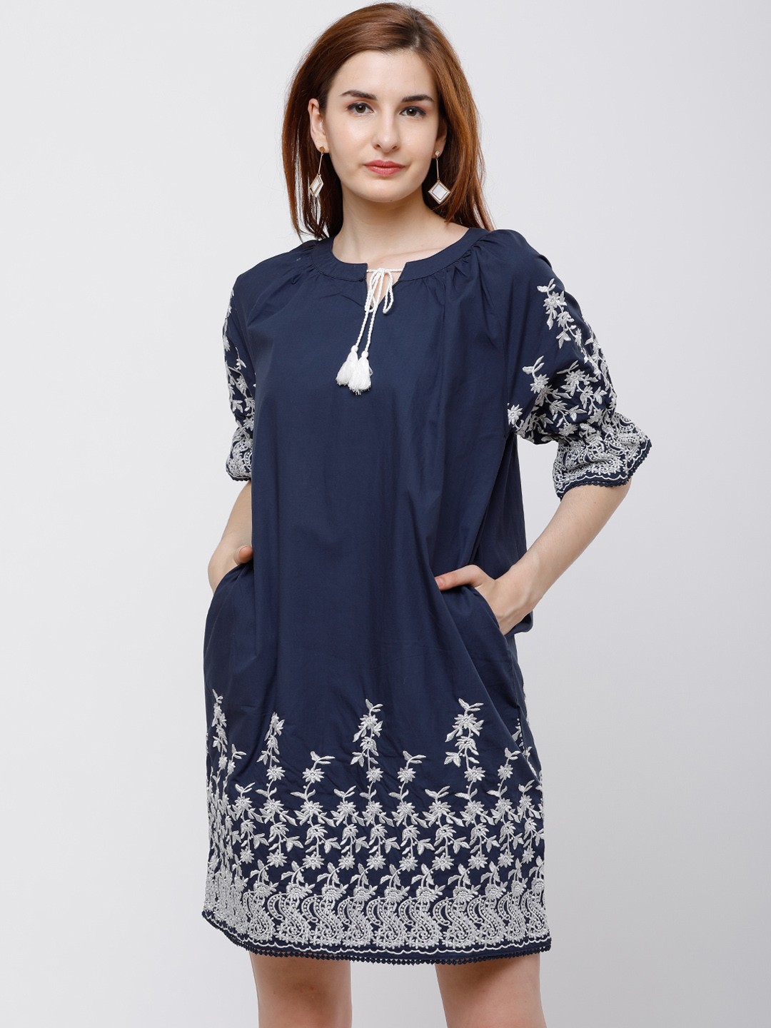 

Tokyo Talkies Women Navy Blue Printed A-Line Dress
