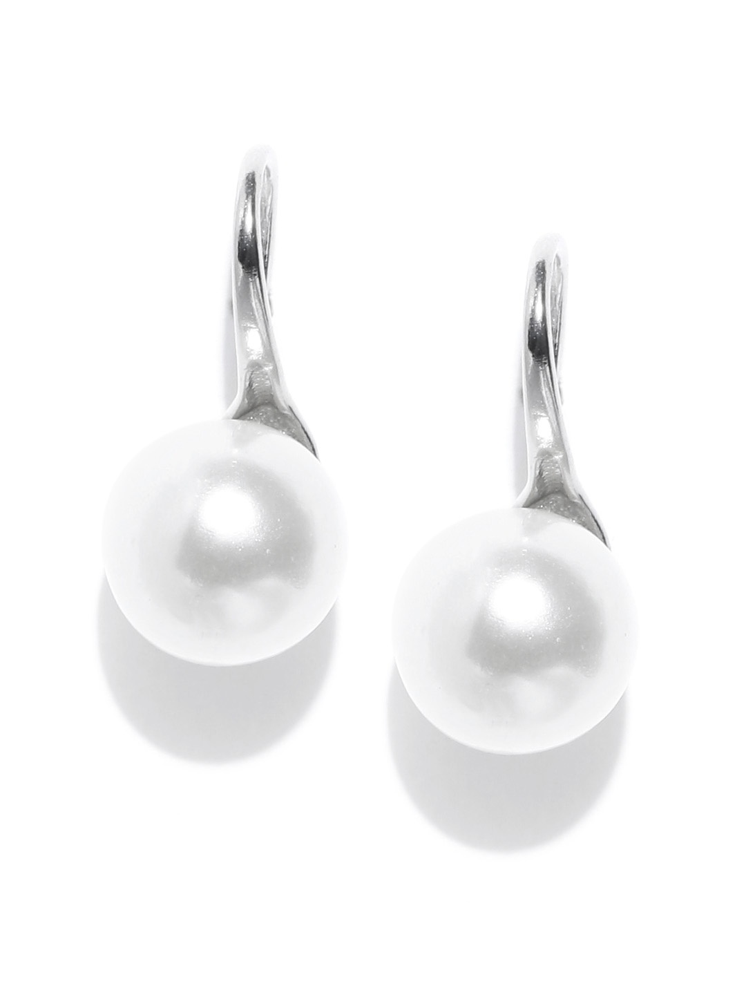 

OOMPH White Silver-Plated Handcrafted Contemporary Drop Earrings