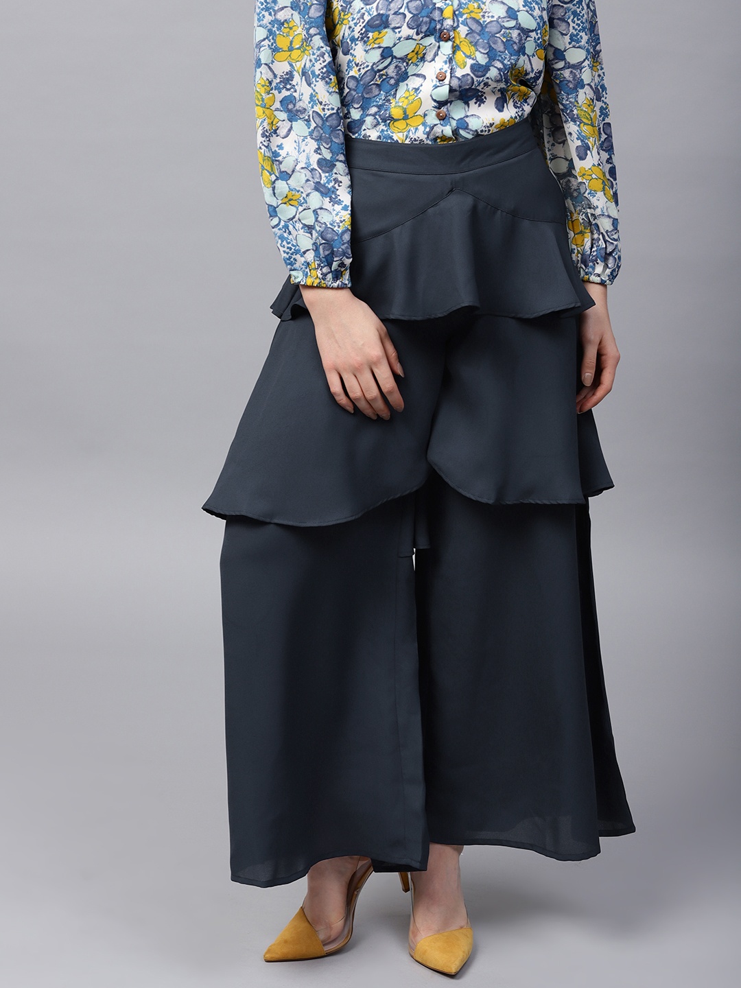 

STREET 9 Women Navy Blue Flared Solid Parallel Trousers