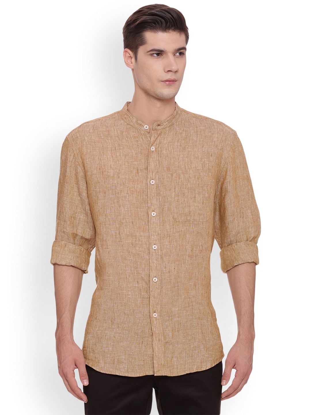 

Basics Men Khaki Slim Fit Solid Casual Shirt