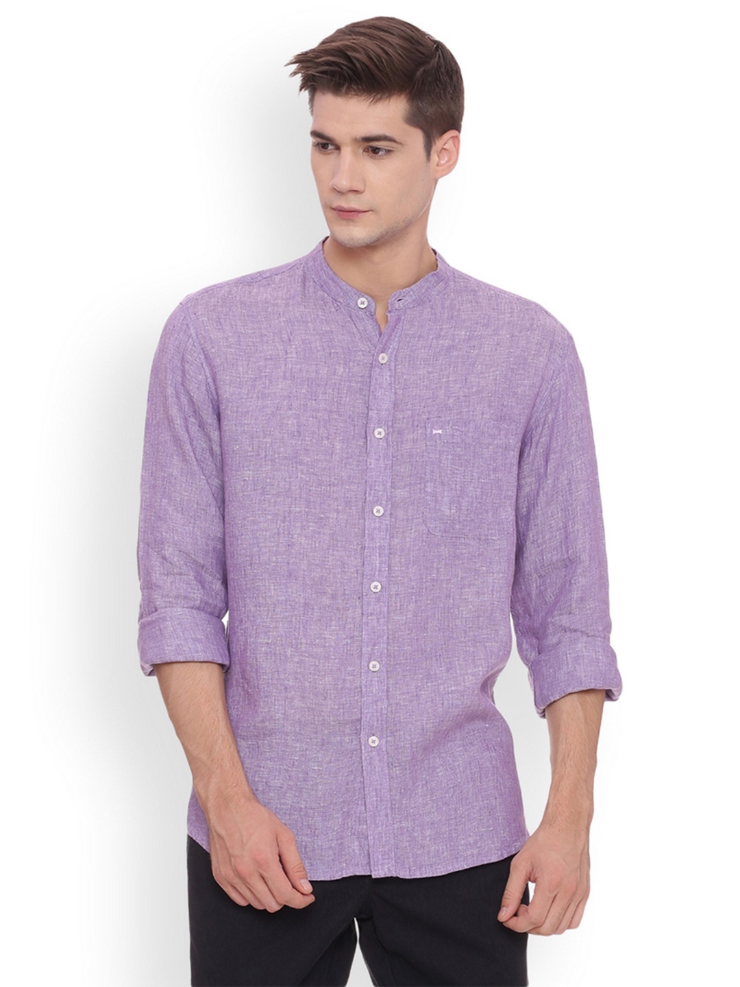 

Basics Men Purple Slim Fit Solid Casual Shirt