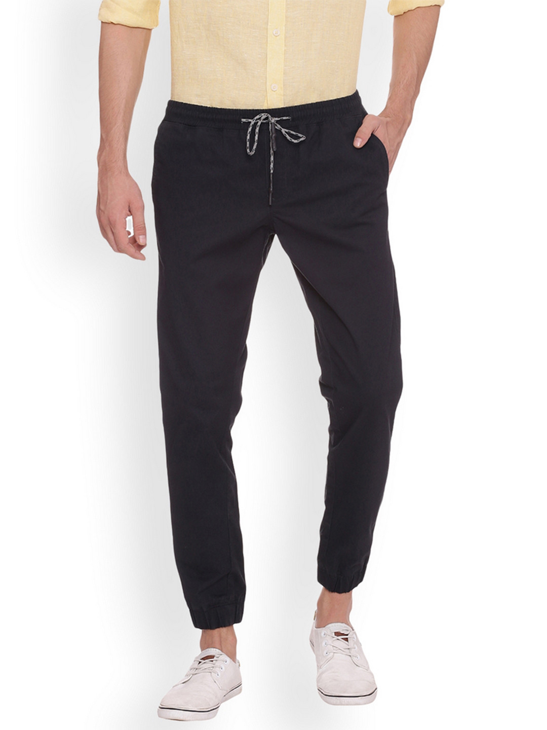 

Basics Men Navy Blue Tapered Fit Solid Joggers