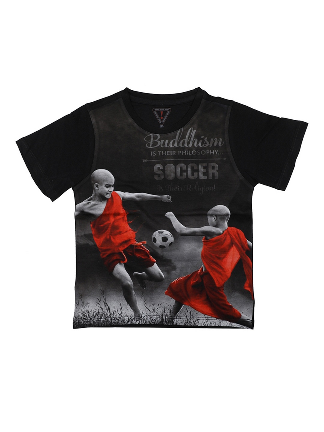 

Wear Your Mind Boys Black Printed Round Neck T-shirt