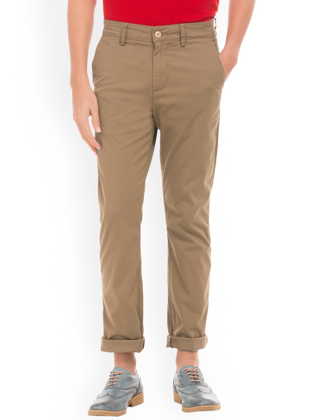 

Nautica Men Brown Regular Fit Solid Chinos