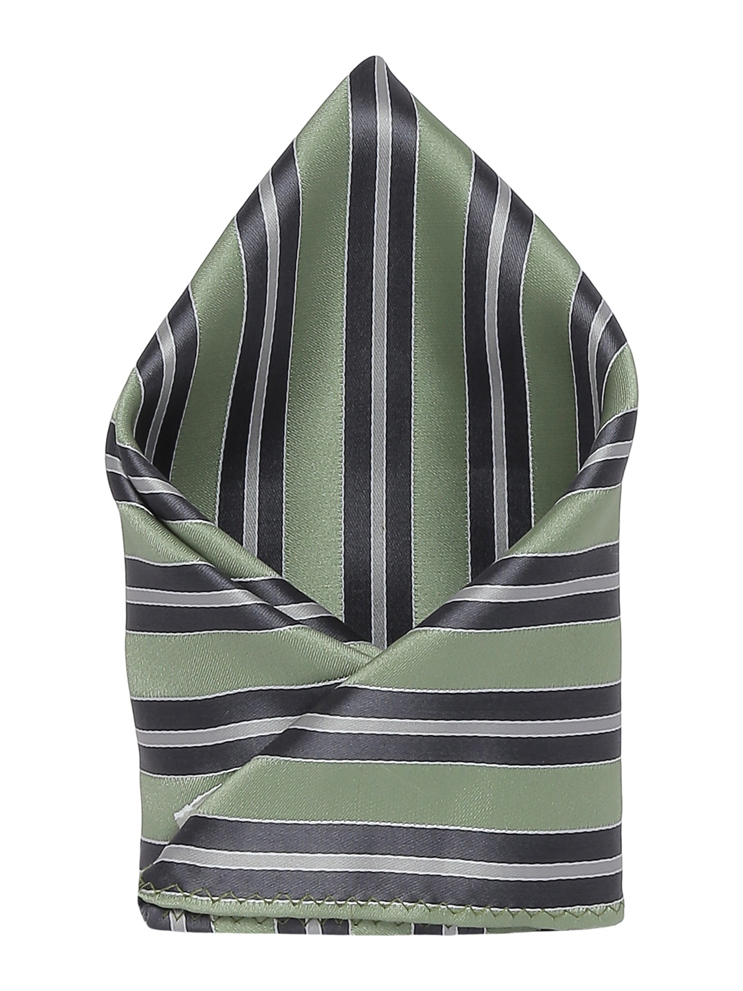 

Alvaro Castagnino Men's Green & Black Striped Pocket Square