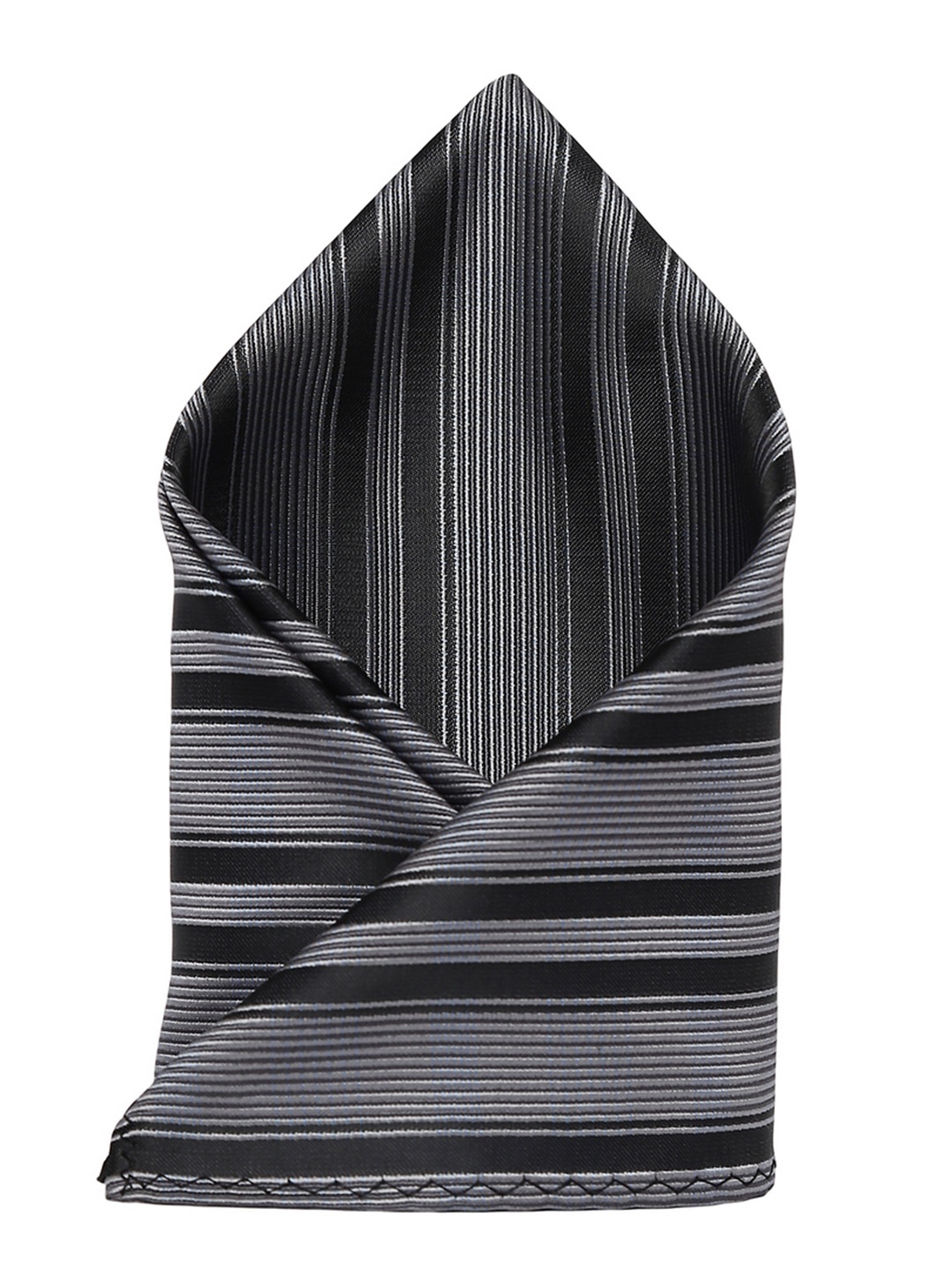 

Alvaro Castagnino Men's Grey & Black Striped Pocket Square