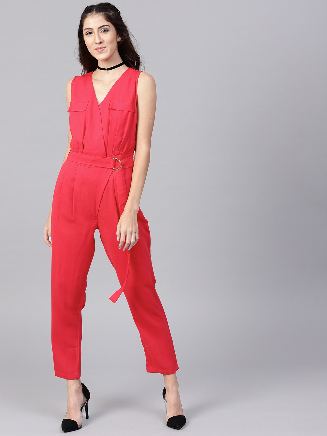 

STREET 9 Pink Solid Basic Jumpsuit