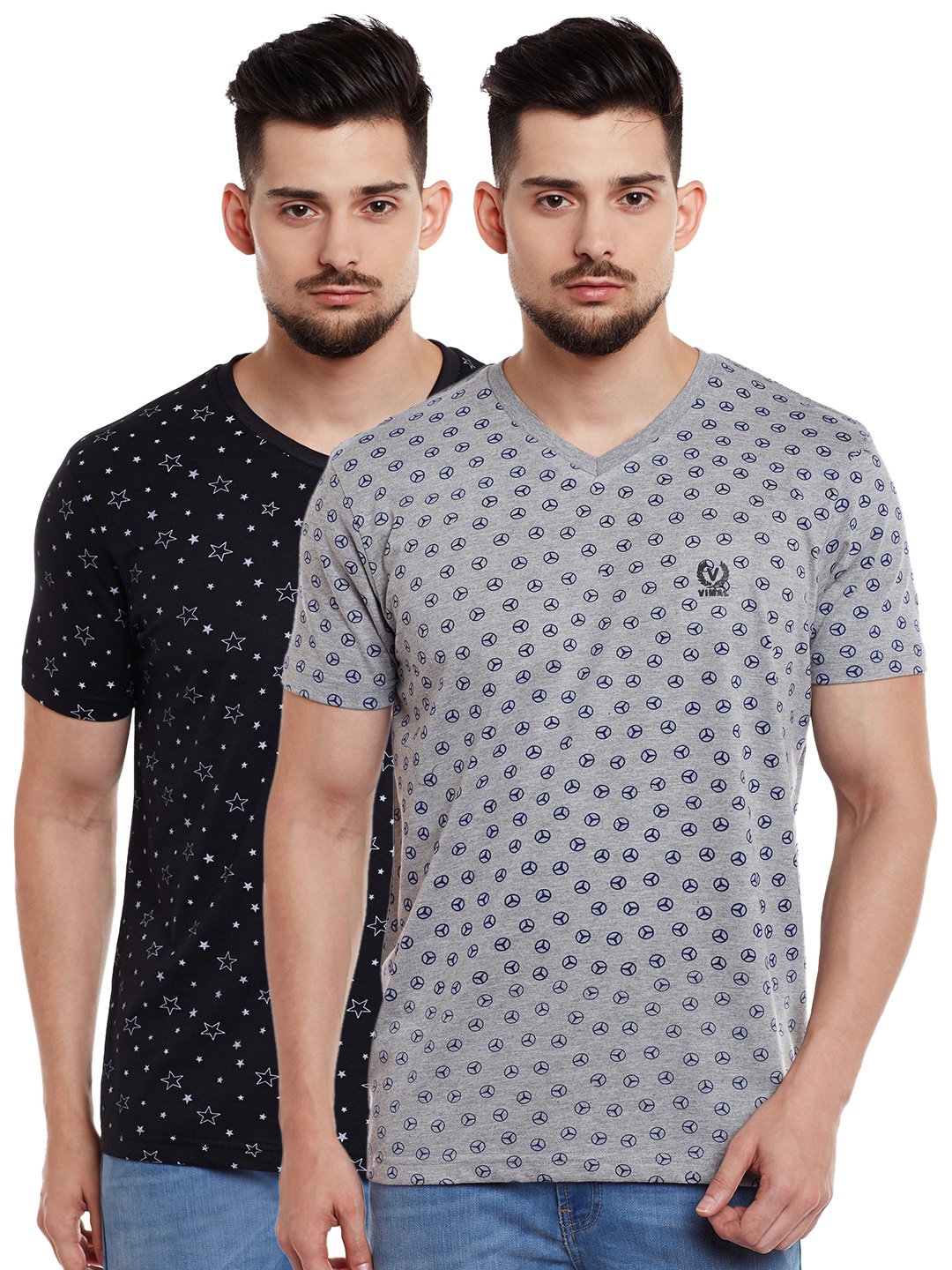 

MACK JONNEY Men Pack of 2 T-shirts, Grey melange