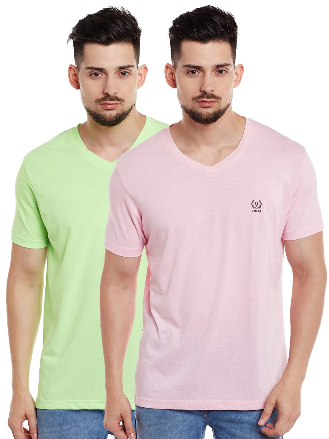 

VIMAL JONNEY Men Pack of 2 T-shirts, Green