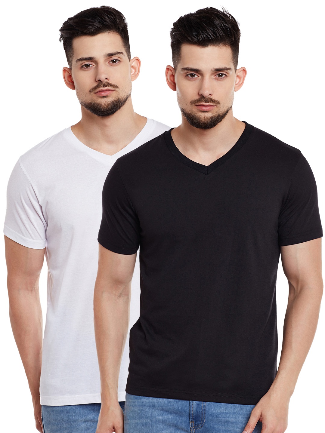 

VIMAL JONNEY Men Pack of 2 T-shirts, White