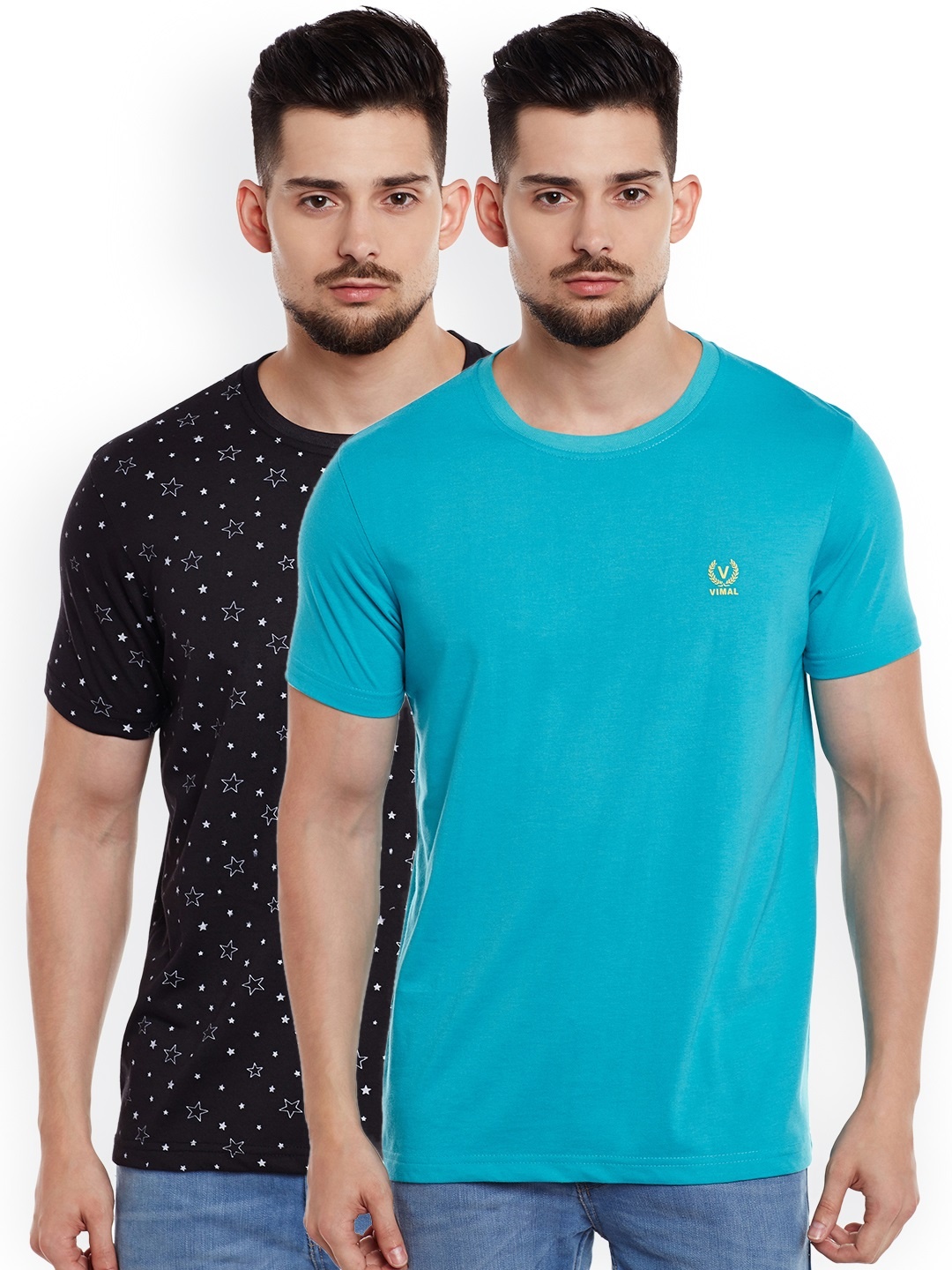 

MACK JONNEY Men Pack of 2 T-shirts, Turquoise blue