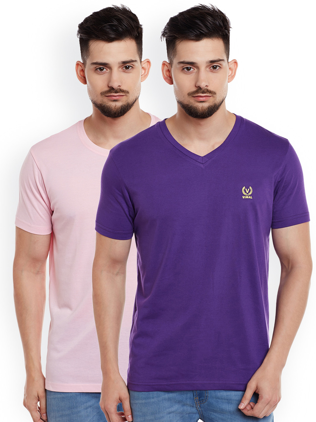 

VIMAL JONNEY Men Pack of 2 T-shirts, Pink
