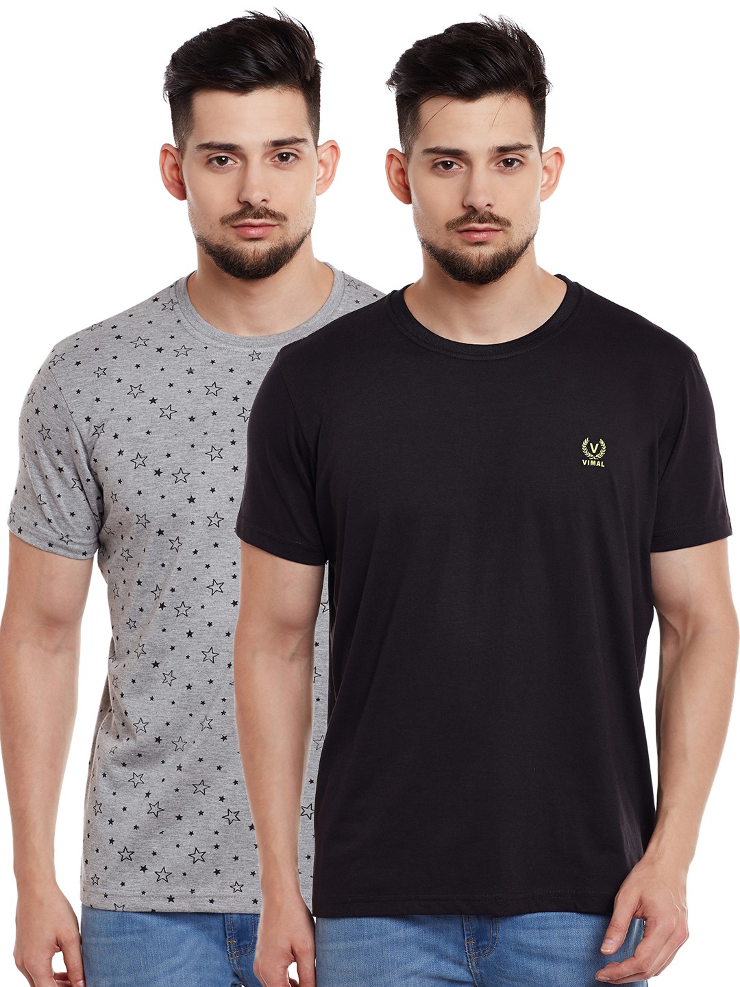 

MACK JONNEY Men Pack of 2 T-shirts, Grey melange