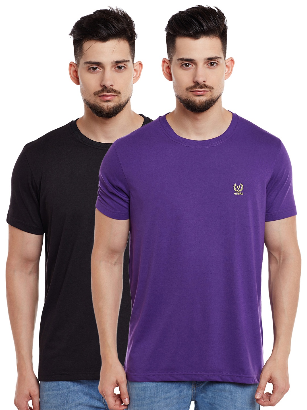 

VIMAL JONNEY Men Pack of 2 T-shirts, Purple