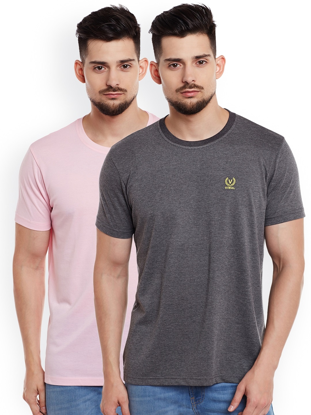 

VIMAL JONNEY Men Pack of 2 T-shirts, Grey