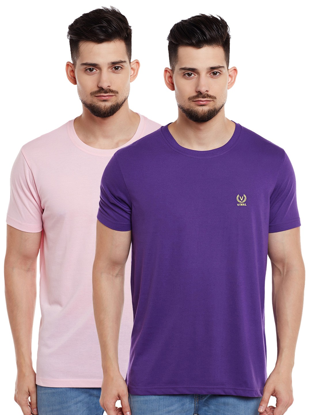 

VIMAL JONNEY Men Pack of 2 T-shirts, Purple