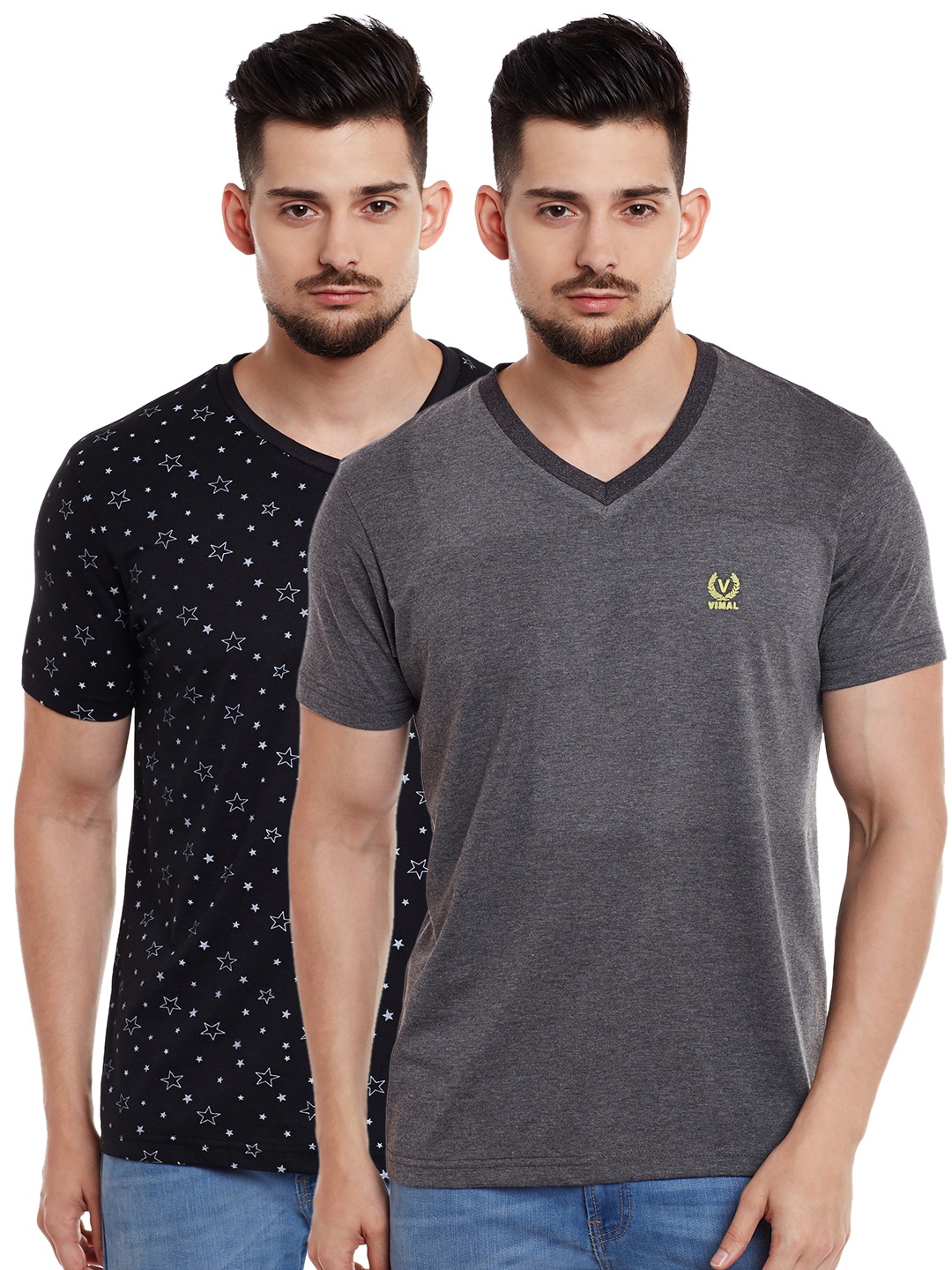 

MACK JONNEY Men Pack of 2 T-shirts, Grey