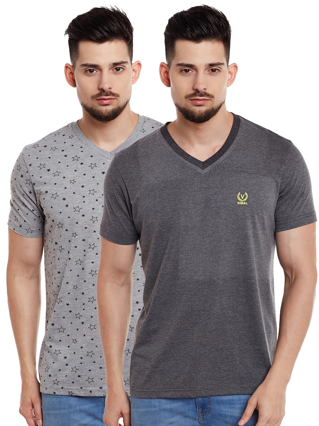 

MACK JONNEY Men Pack of 2 T-shirts, Grey