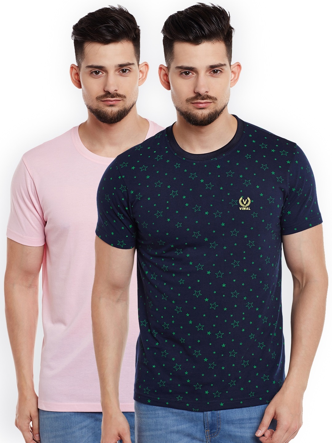 

VIMAL JONNEY Men Pack of 2 T-shirts, Pink