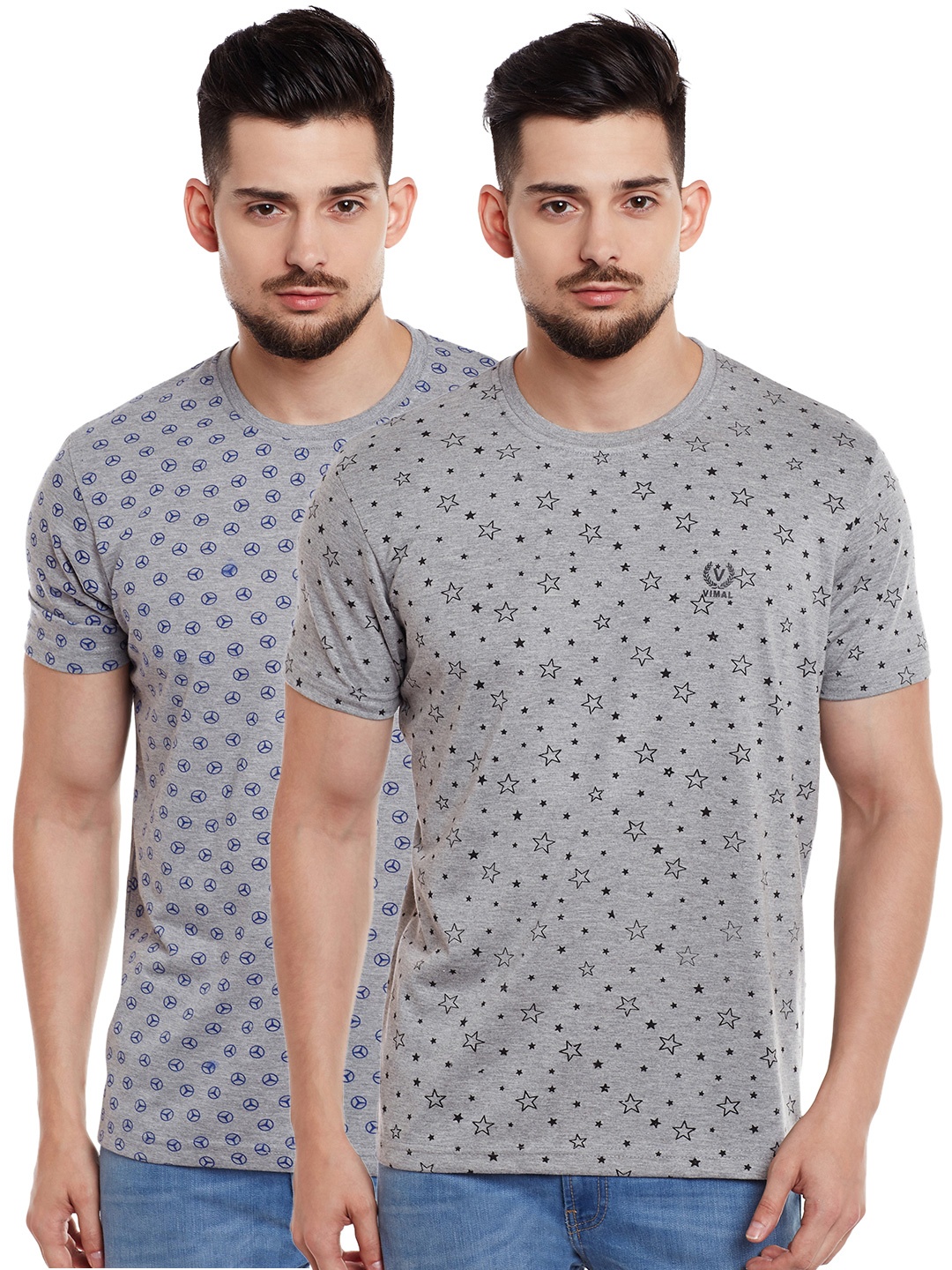 

MACK JONNEY Men Pack of 2 T-shirts, Grey melange