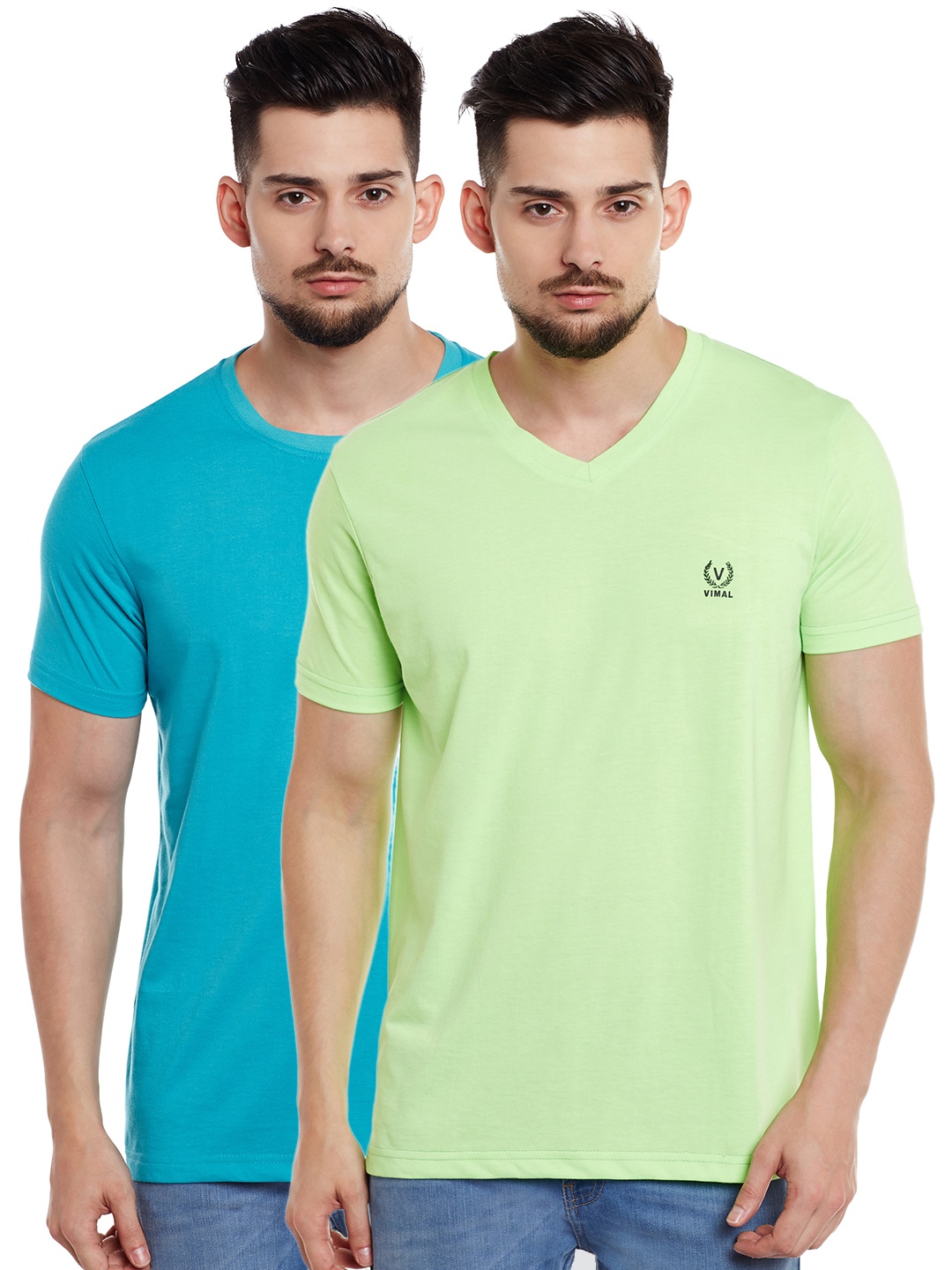 

MACK JONNEY Men Pack of 2 T-shirts, Turquoise blue