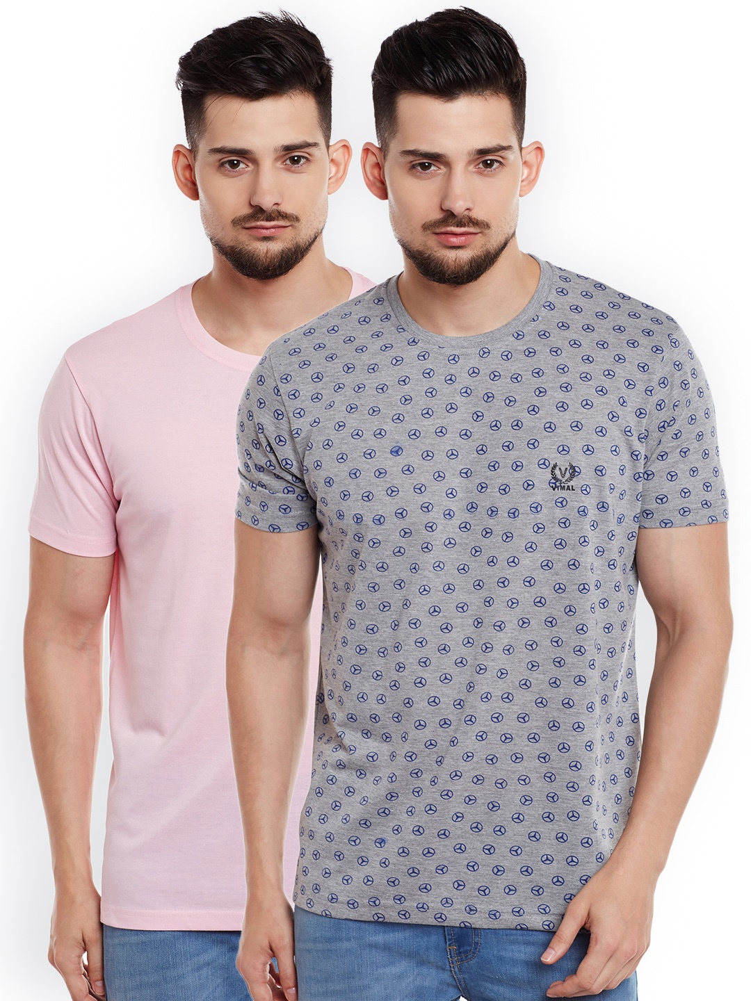 

VIMAL JONNEY Men Pack of 2 T-shirts, Pink