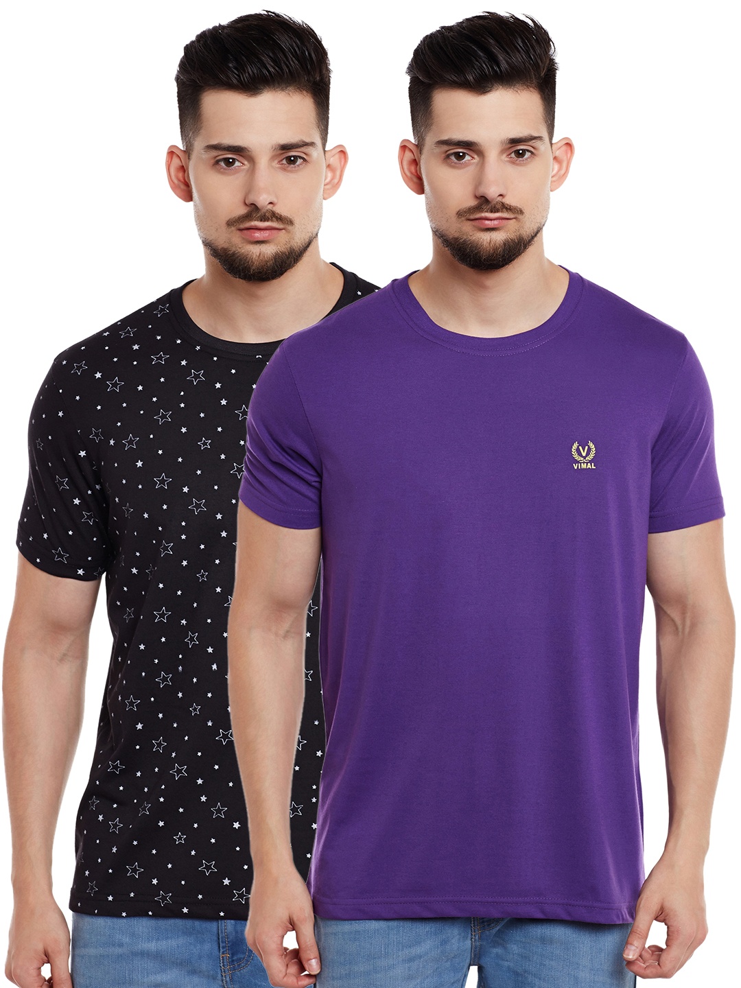 

MACK JONNEY Men Pack of 2 T-shirts, Purple