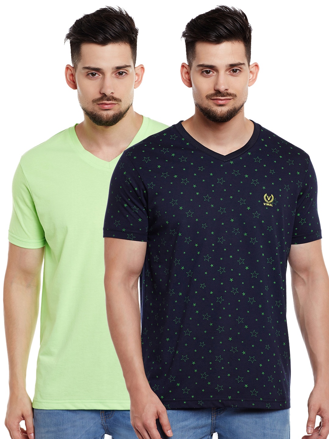 

VIMAL JONNEY Men Pack of 2 T-shirts, Green