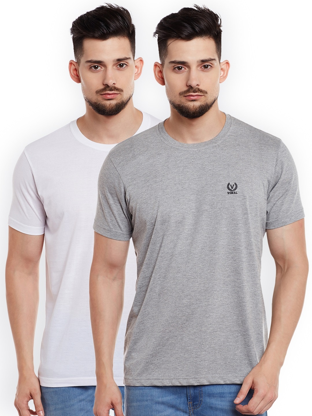 

MACK JONNEY Men Pack of 2 T-shirts, Grey melange