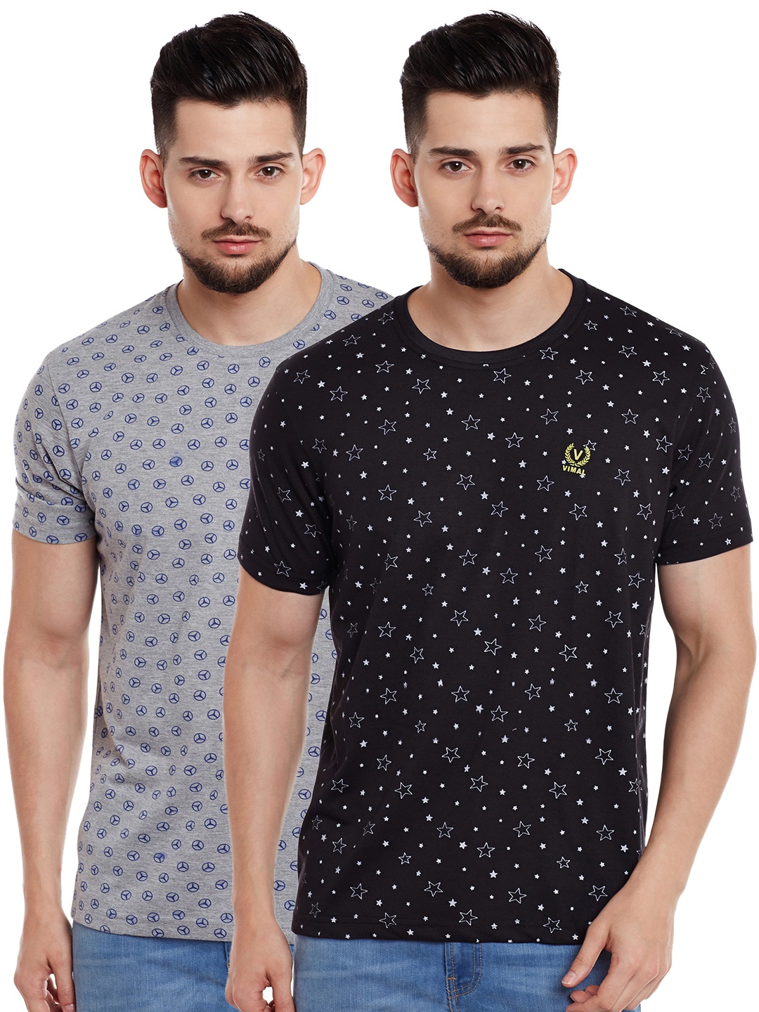 

MACK JONNEY Men Pack of 2 T-shirts, Black