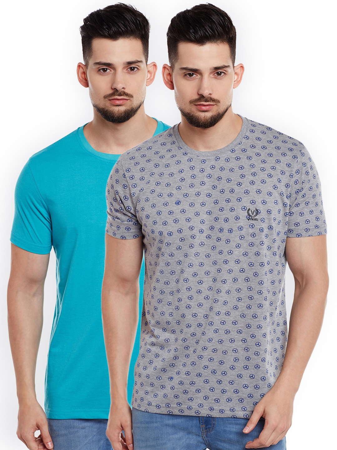 

MACK JONNEY Men Pack of 2 T-shirts, Turquoise blue