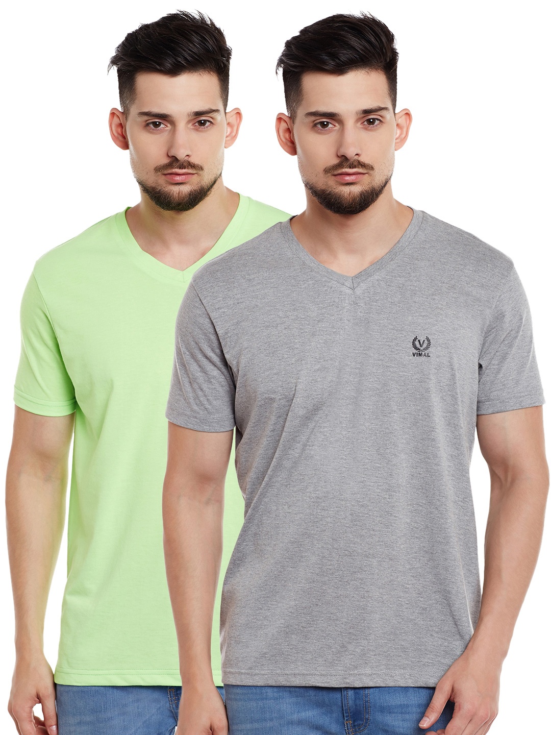 

VIMAL JONNEY Men Pack of 2 T-shirts, Green