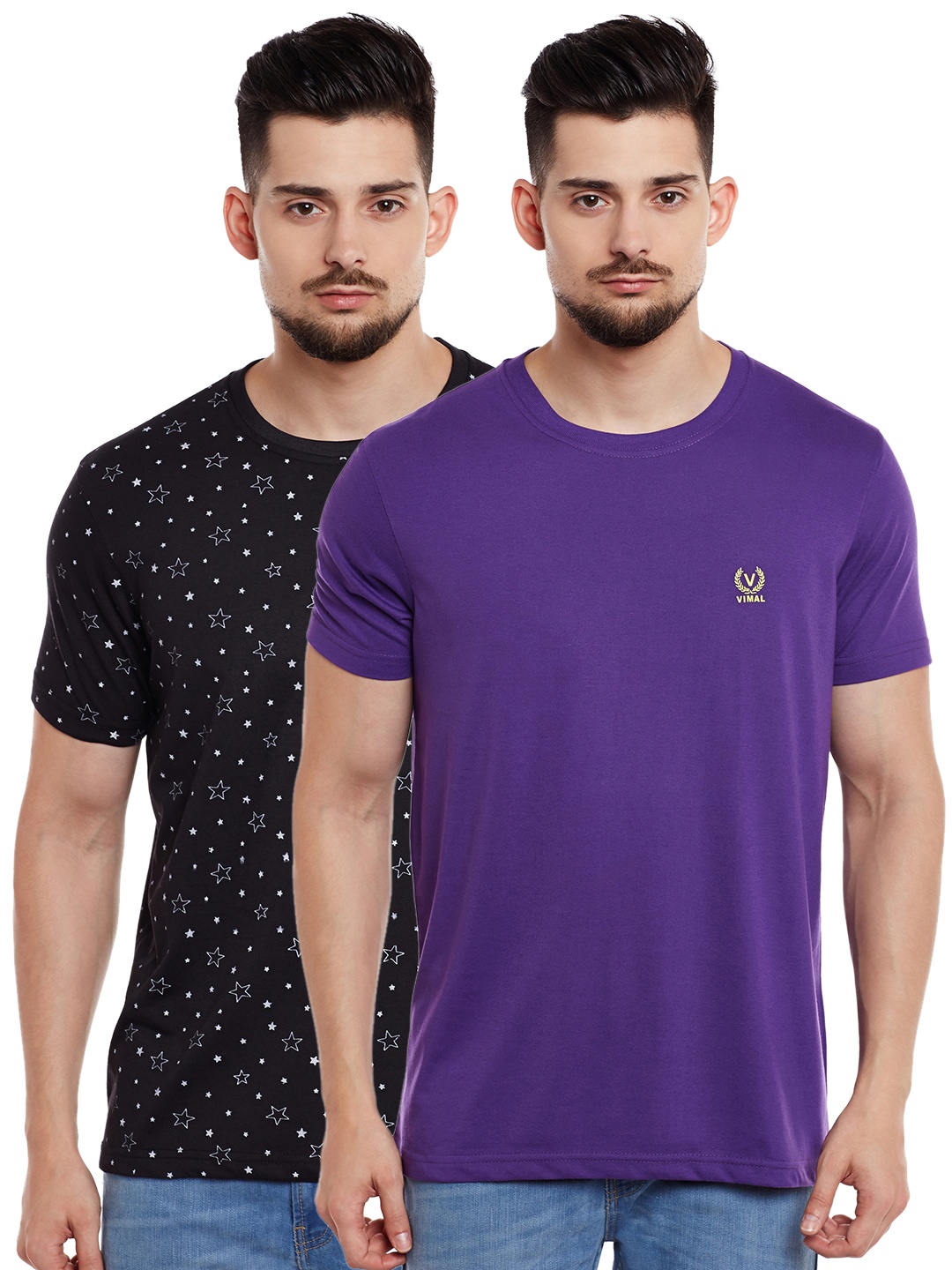 

VIMAL JONNEY Men Pack of 2 T-shirts, Purple