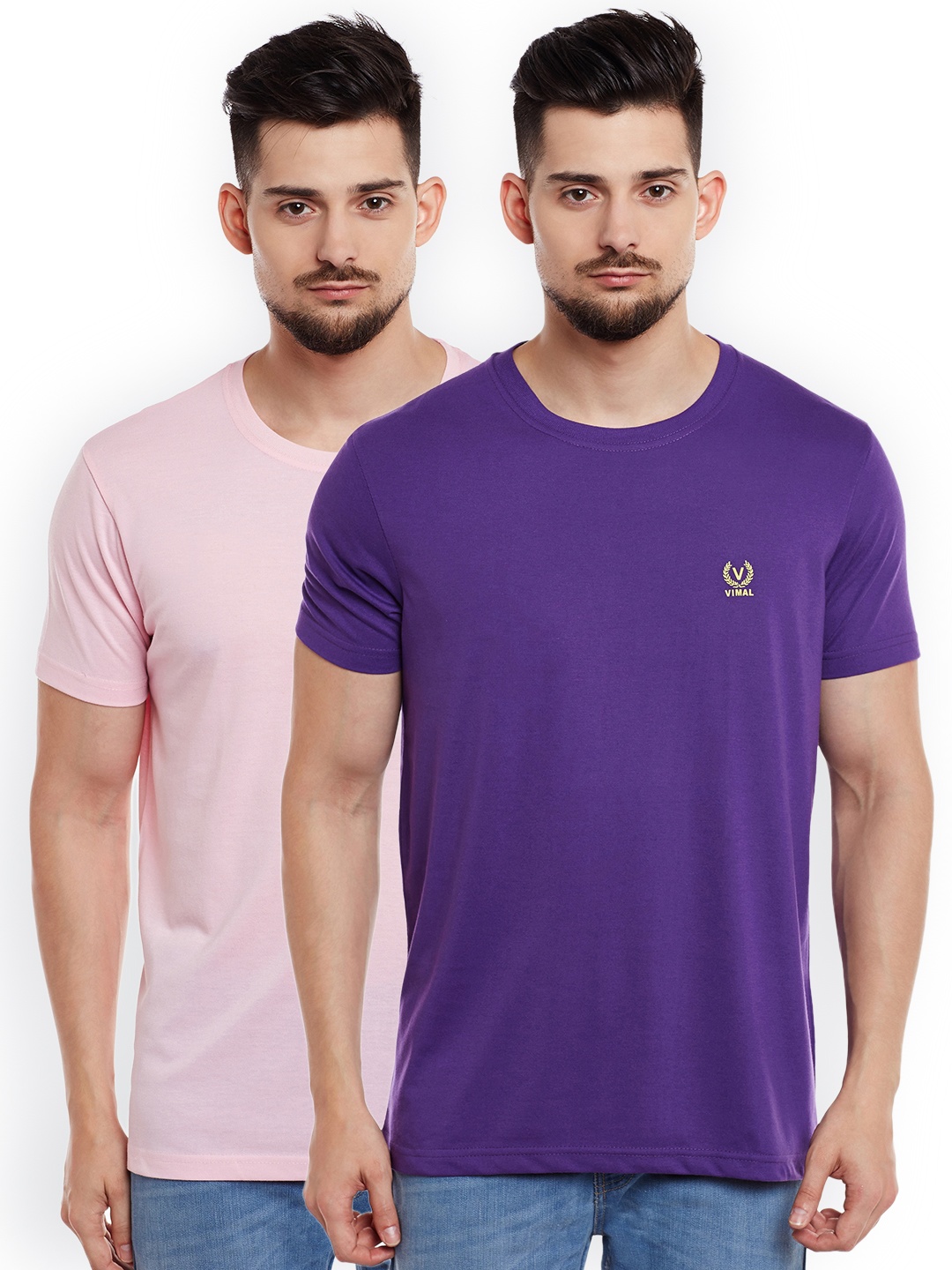 

VIMAL JONNEY Men Pack of 2 T-shirts, Pink