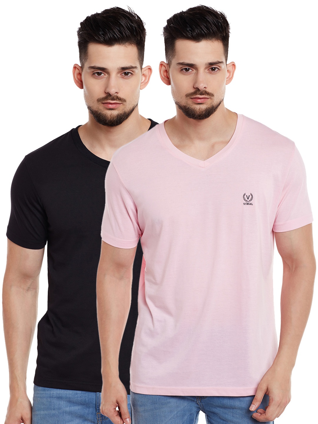 

VIMAL JONNEY Men Pack of 2 T-shirts, Black