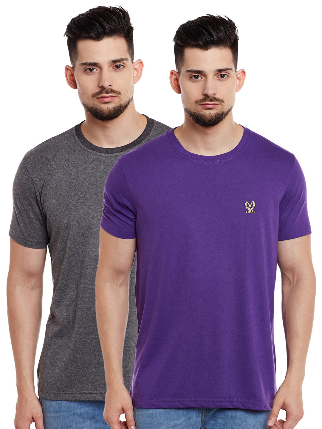 

MACK JONNEY Men Pack of 2 T-shirts, Purple